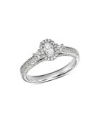Bloomingdale's Oval Diamond & Double Pave Shoulder Engagement Ring In 14k White Gold, 0.75 Ct. T.w. - 100% Exclusive