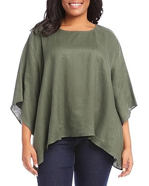 Karen Kane Plus Linen Flare Hem Top