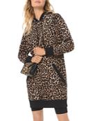 Michael Michael Kors Leopard-print Cotton-terry Hoodie Dress