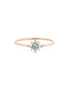 Moon & Meadow 14k Yellow Gold Swiss Blue & White Topaz Flower Ring - 100% Exclusive