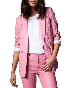 Zadig & Voltaire Visko Cuir Froisse Leather Blazer