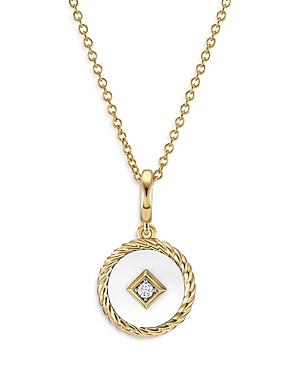 David Yurman Cable Collectibles White Enamel Charm Necklace With Diamond, 16