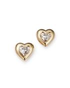 Moon & Meadow 14k Yellow Gold Diamond Heart Stud Earrings