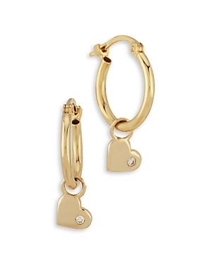 Bloomingdale's Diamond Heart Dangle Hoop Earrings In 14k Yellow Gold, 0.02 Ct. T.w. - 100% Exclusive