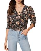 Cupcakes And Cashmere Abra Floral Print Chiffon Blouse