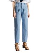 Ted Baker Zandin Pleated Barrel Leg Jeans In Light Wash