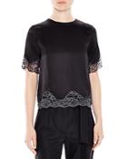 Sandro Twiggy Lace-trimmed Silk Top