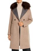 Maximilian Furs Fox Fur-trim Color-blocked Wool Coat - 100% Exclusive