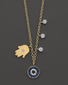 Meira T Diamond Hamsa And Evil Eye Necklace Set In 14k Yellow Gold, 16