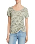 Red Haute Ruched Camo Top