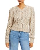 Sea Caden Popcorn Cable Knit Lace Up Sweater