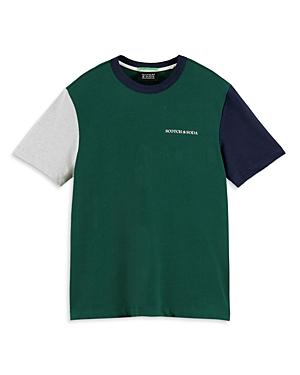 Scotch & Soda Organic Cotton Color Blocked Logo Graphic Tee