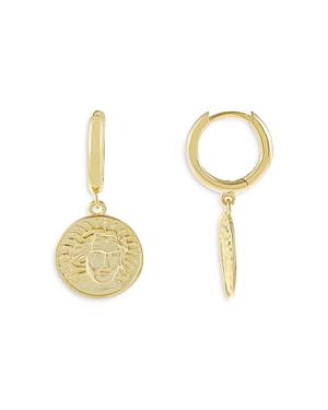 Adinas Jewels Coin Drop Huggie Hoop Earrings