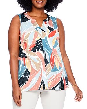 Nic+zoe Plus Breezy Leaves Printed Tank