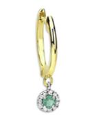 Meira T 14k Yellow Gold Emerald & Diamond Drop Hoop Earring