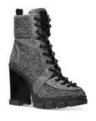 Michael Michael Kors Women's Ridley Rhinestone Embellished Lace Up Sneaker Booties