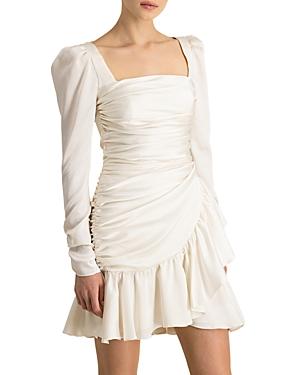 Ml Monique Lhuillier Long Sleeve Satin Dress