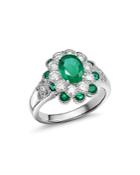 Bloomingdale's Emerald & Diamond Halo Ring In 14k White Gold - 100% Exclusive