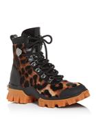 Moncler Women's Helis Leopard-print Calf Hair Hiking Boots