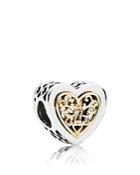 Pandora Charm - 14k Gold & Sterling Silver Locked Hearts, Moments Collection
