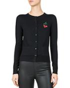 The Kooples Cherry-embroidered Wool Cardigan