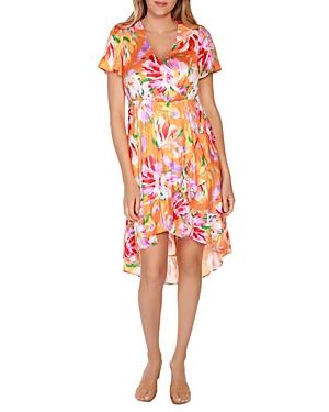 Belldini Floral Print Ruffled High Low Dress
