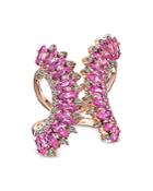 Hueb 18k Rose Gold Mirage Pink Sapphire & Diamond Statement Ring