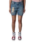 Zadig & Voltaire Tomboy Destroyed Denim Shorts In Light Blue