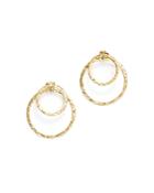 14k Yellow Gold Hammered Double Ring Drop Earrings - 100% Exclusive
