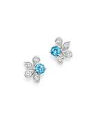 Bloomingdale's Diamond & Blue Topaz Leaf Stud Earrings In 14k White Gold - 100% Exclusive
