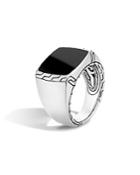 John Hardy Batu Classic Chain Sterling Silver Signet Ring With Black Jade