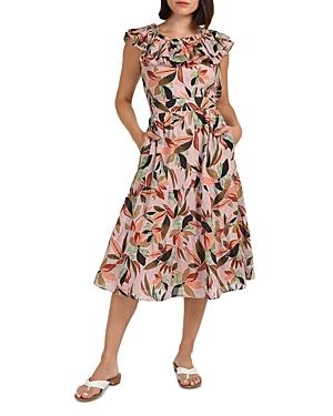 Daniel Rainn Ruffle Floral Print Midi Dress