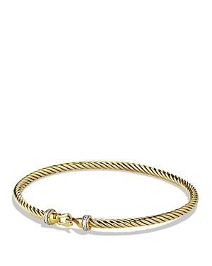 David Yurman Cable Buckle Bracelet With Diamonds In Gold