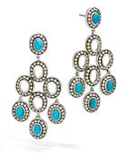 John Hardy Sterling Silver And 18k Bonded Gold Dot Chandelier Earrings With Turquoise - 100% Bloomingdale's Exclusive