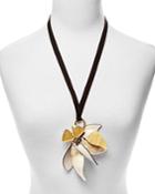 Marni Leather And Horn Flower Pendant Necklace, 24
