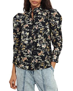 Ba & Sh Fary Floral Print Puff Shoulder Blouse