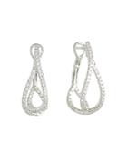 Frederic Sage 18k White Gold Diamond Small Crossover Hoop Earrings