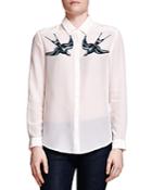 The Kooples Swallow-print Silk Shirt