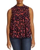 Lucky Brand Plus Smocked Yoke Floral Top