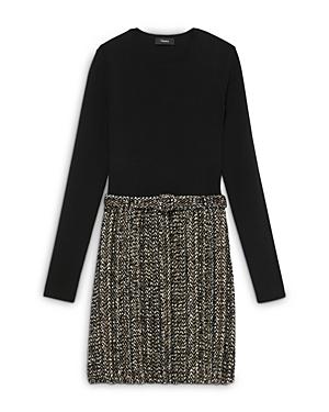 Theory Belted Tweed Dress