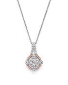 Diamond Halo Pendant Necklace In 14k White And Rose Gold, .70 Ct. T.w. - 100% Exclusive