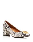 Tory Burch Women's Chelsea Round Toe Snakeskin-embossed Leather Pumps