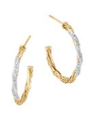 John Hardy Classic Chain 18k Gold Diamond Pave Small Hoop Earrings
