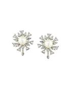 Carolee Pave & Faux Pearl Clip On Earrings