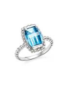 Blue Topaz Beaded Ring In 14k White Gold - 100% Exclusive
