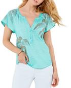 Nzt Nic+zoe Palm Print Top