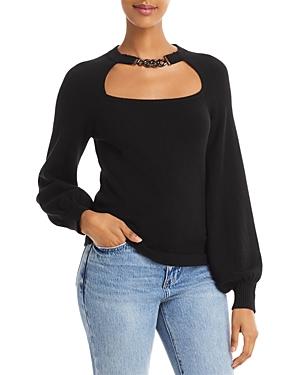 Lucy Paris Jett Chain Trim Cutout Sweater