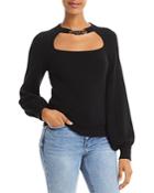 Lucy Paris Jett Chain Trim Cutout Sweater