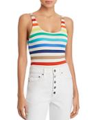 Alice + Olivia Deanne Rainbow-stripe Bodysuit