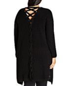 City Chic Braided-back Open Ribbed Cardigan